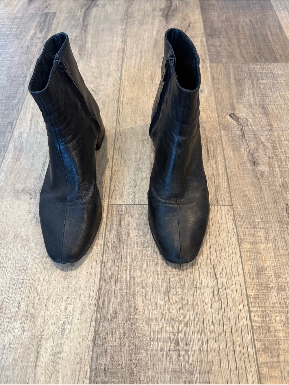 Loeffler Randall Black Leather Ankle Booties with Side Zip Size 8 1/2